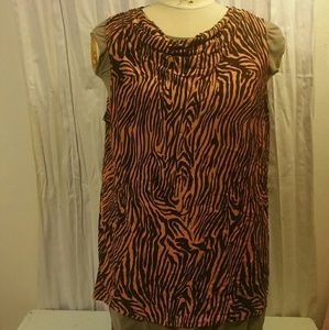 Bob Mackie Zebra Print Sleeveless Blouse